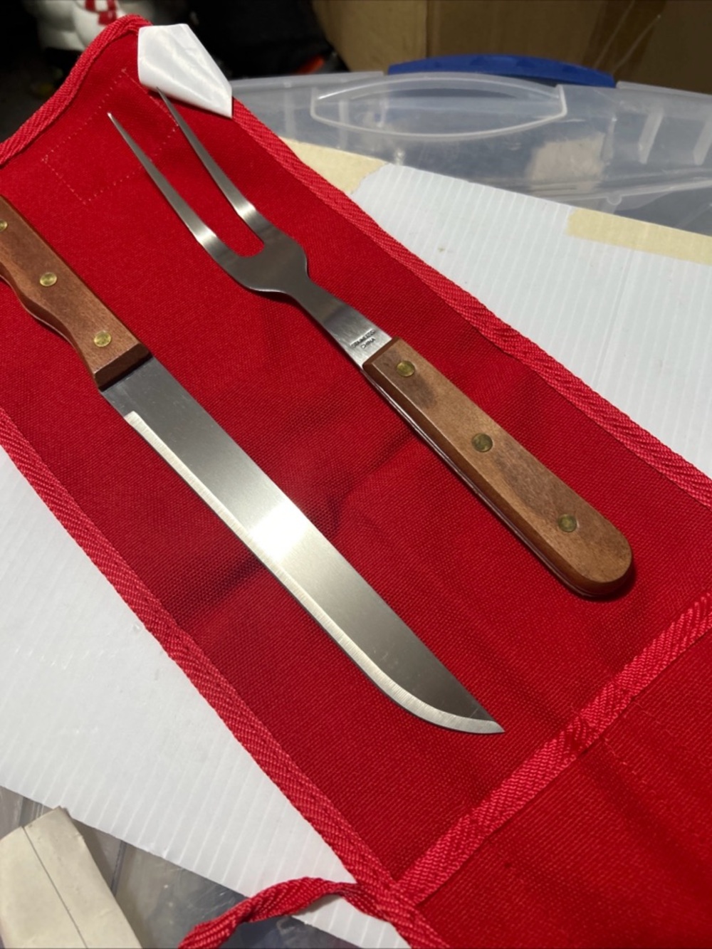 Marlboro Red and Wood-Handle Carving Set - Knife and Fork